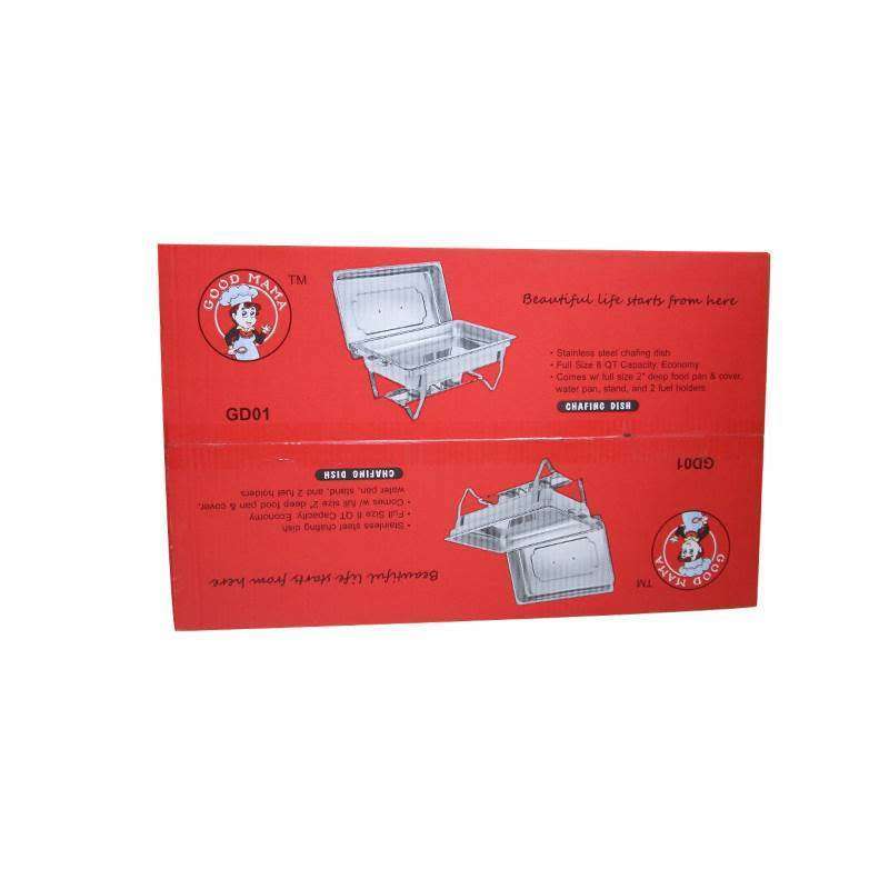 Large Chafing Dish Food Warmer, full size deep pan, cover, water pan, stand, 2 fuel holders