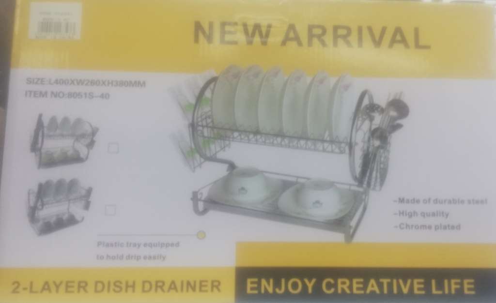 2-Layer Dish Drainer Rack, with tray, Glass Hanger, Cutlery Holder, durable steel, chrome Plated