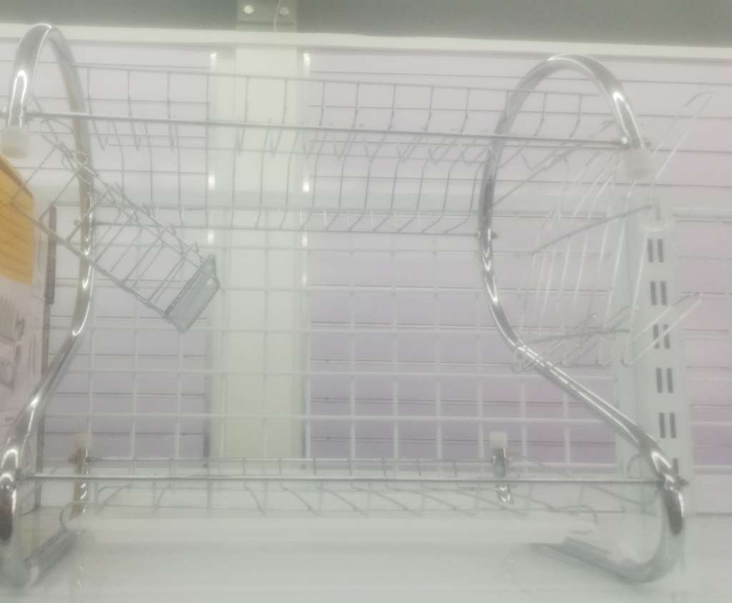 2-Layer Dish Drainer Rack, with tray, Glass Hanger, Cutlery Holder, durable steel, chrome Plated