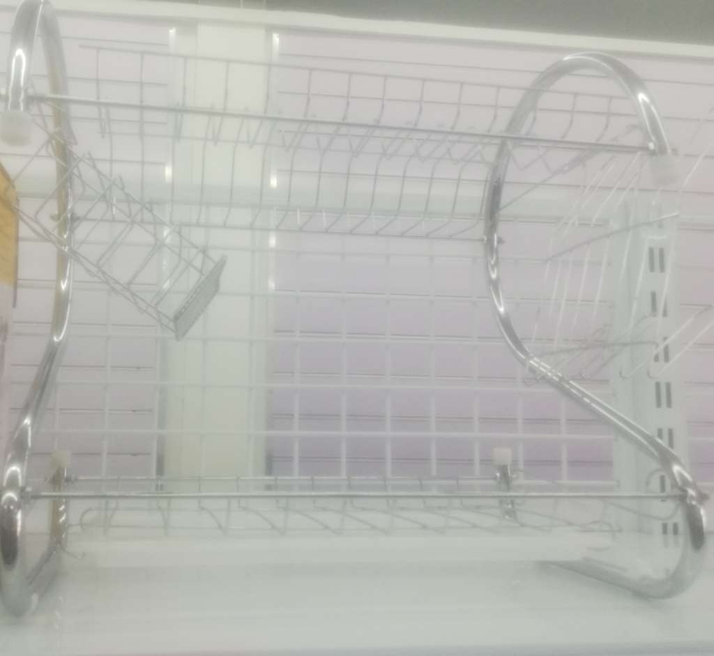 2-Layer Dish Drainer Rack, with tray, Glass Hanger, Cutlery Holder, durable steel, chrome Plated