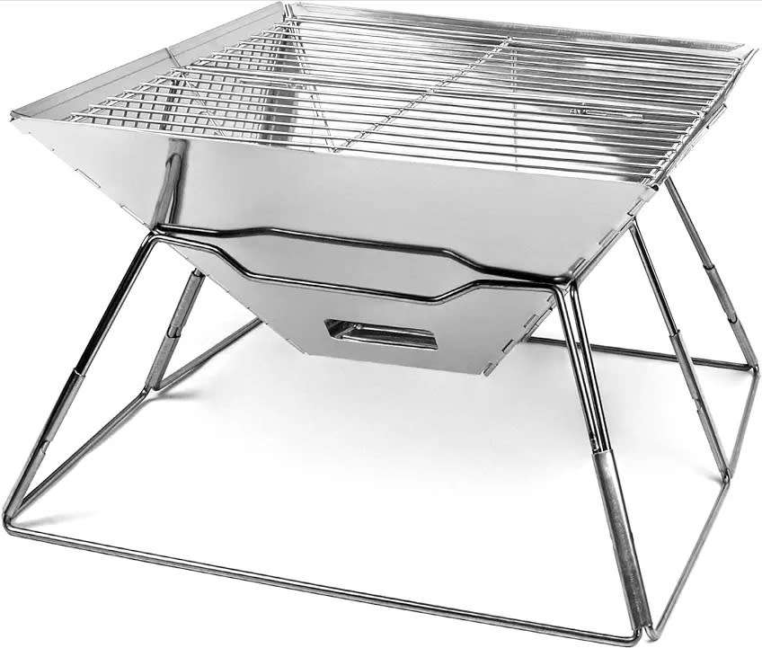 Foldable Barbeque Braai Stainless Steel Camping Outdoor Strong easy cleanable with ash tray
