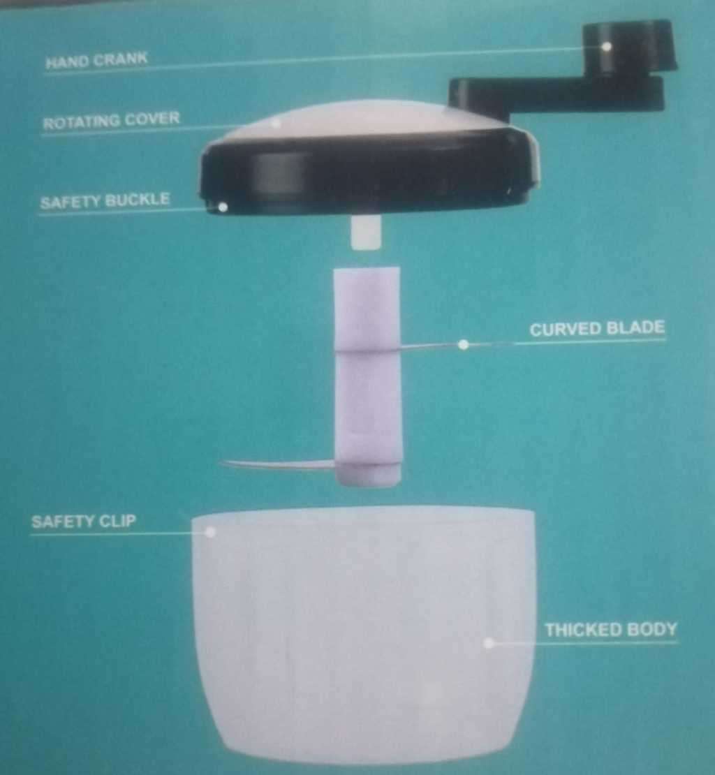 Veg Chopper, Garlic & Onion Crusher, Stainless Steel Blades, Removable blades & handle, safety clip