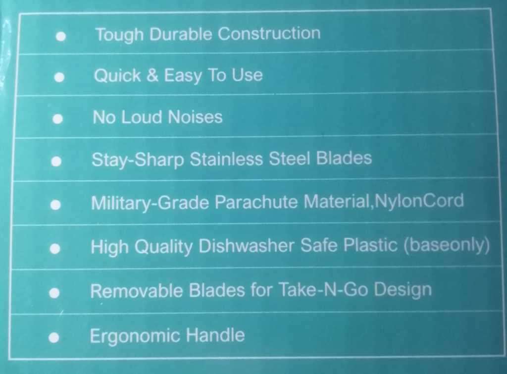 Veg Chopper, Garlic & Onion Crusher, Stainless Steel Blades, Removable blades & handle, safety clip