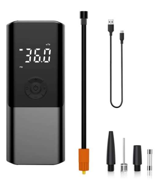 Car air pump, LED digital display, real-time display current tyre pressure, with built-in flashlight