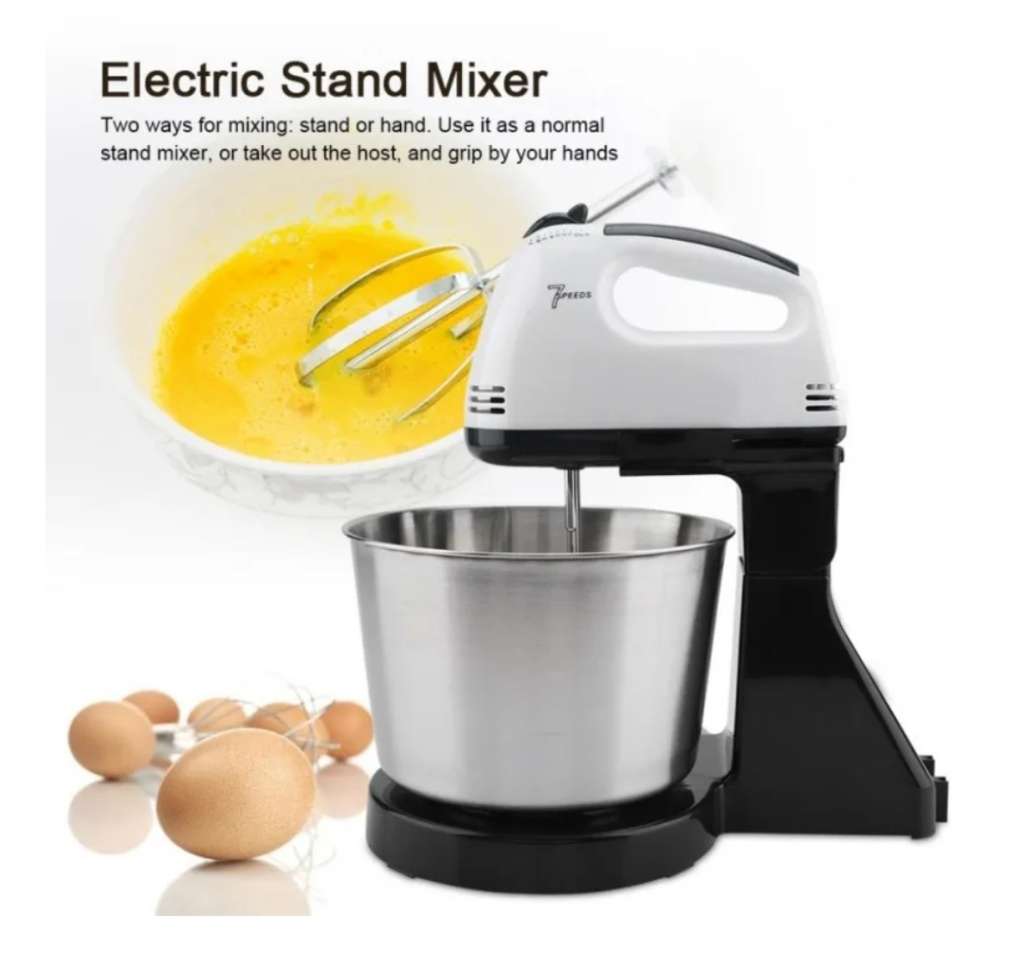 Electric Stand Mixer 2-way, with 7 Speed, 2L, 4 attachments, 250W, double rod stirring