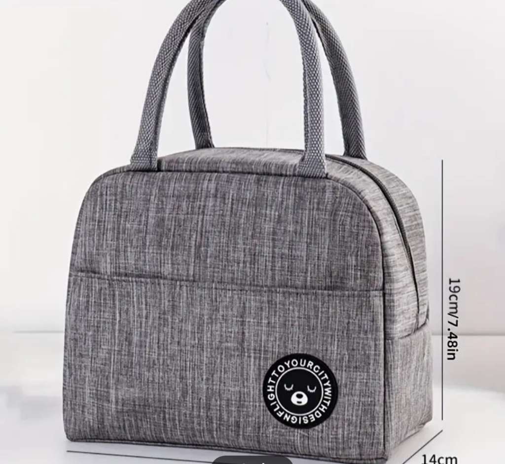 Insulated Lunch Bag Tote with Round Shape, Large Capacity, Hand Washable Polyester Material