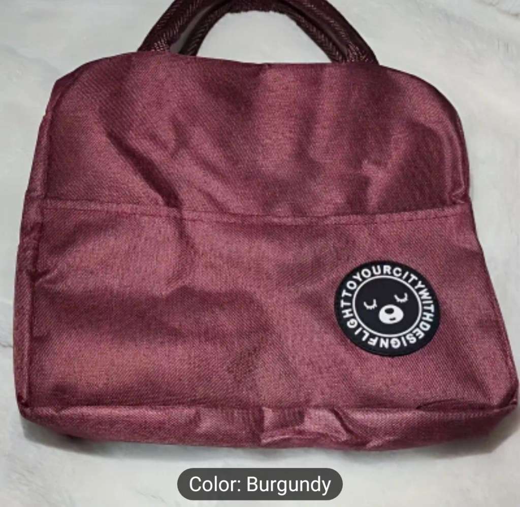 Insulated Lunch Bag Tote with Round Shape, Large Capacity, Hand Washable Polyester Material