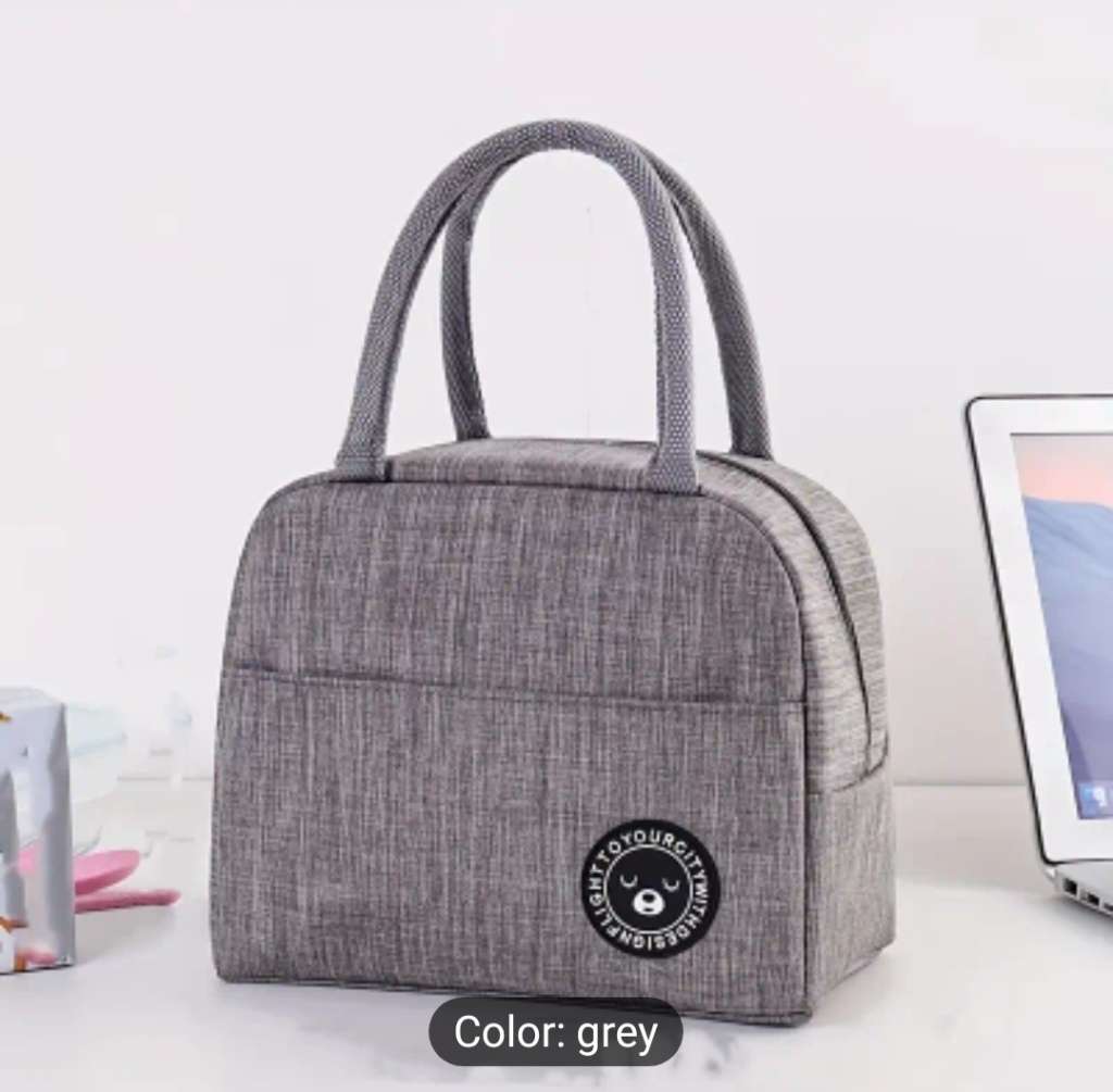 Insulated Lunch Bag Tote with Round Shape, Large Capacity, Hand Washable Polyester Material