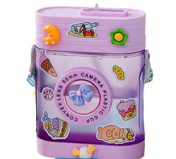 Camera Water Bottle 450ml Purple