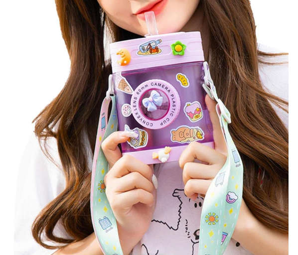 Camera Water Bottle 450ml Purple