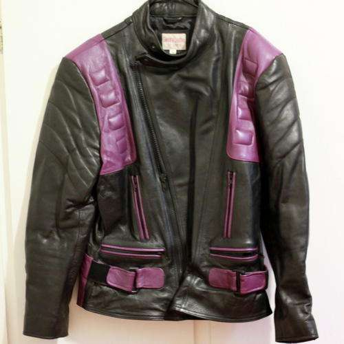 BLACK MOTORBIKE MOTORCYCLE PADDED LEATHER JACKET - Large