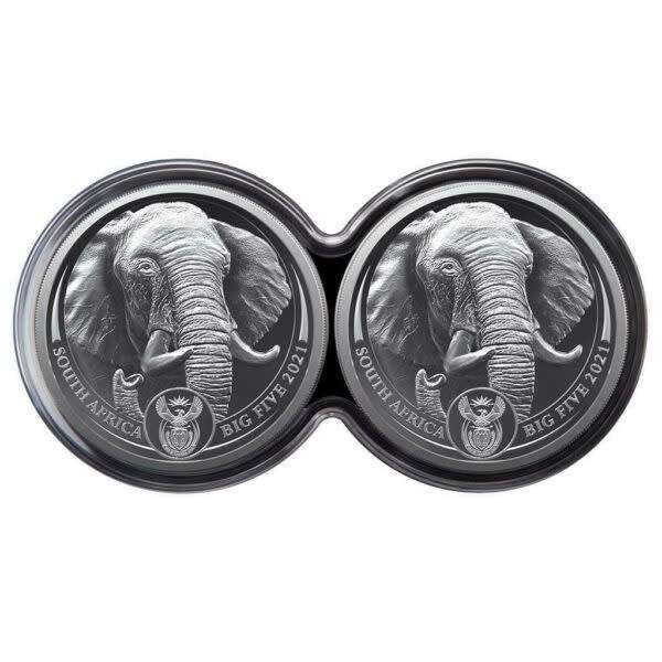 BIG 5 Fine-Silver Double Proof Coin Set 2021 - Elephant
