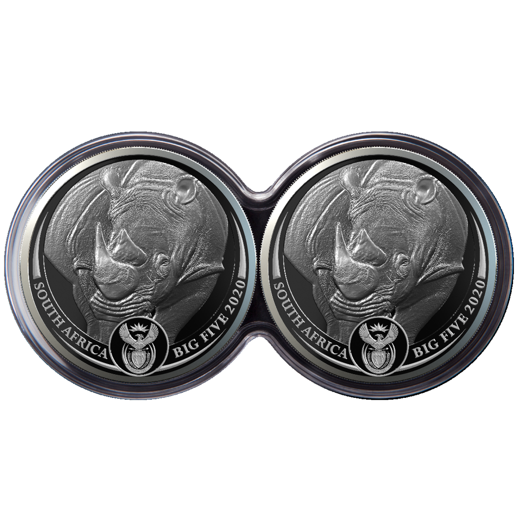 BIG 5 Fine-Silver Double Proof Coin Set 2019 - Rhino