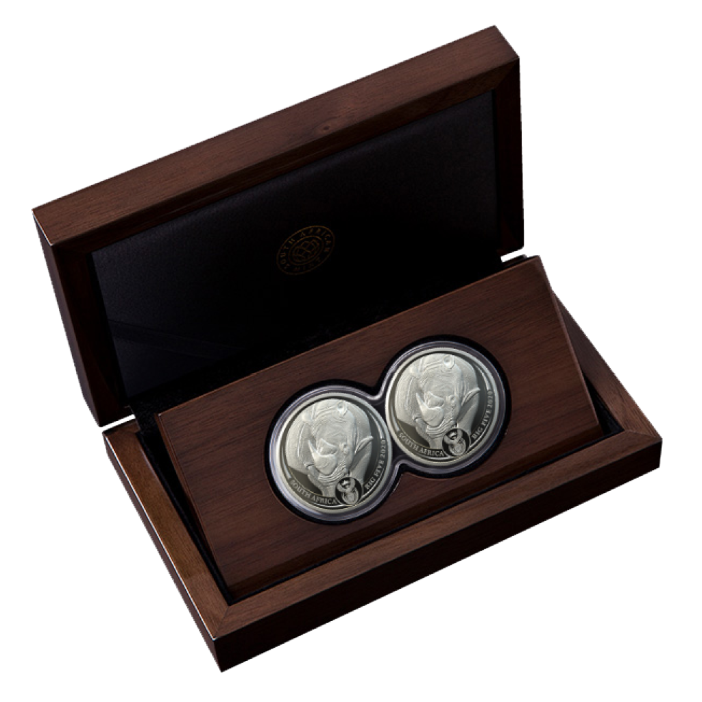 BIG 5 Fine-Silver Double Proof Coin Set 2019 - Rhino