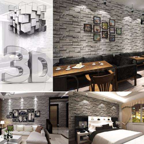 10M Brick Stone Effect 3D Wallpaper Wall Paper Roll Home Room Art Decor Decal - Only 20 available