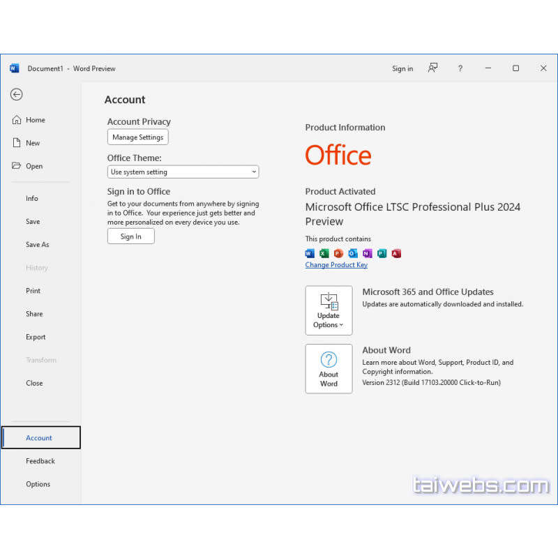 Microsoft Office 2024 Professional Plus 2312 Build 17103.20000 Preview LTSC Office application 2024