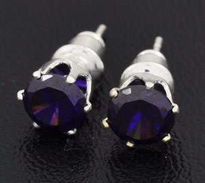 Weekend Madness!!! 5mm 18ct GP stud earrings - Intense Dark purple