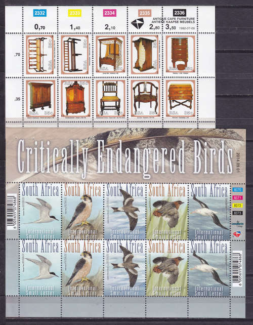 R.S.A. : TWO VERY FINE UNMOUNTED MINT SHEETLETS, CAPE FURNITURE AND ENDANGERED BIRDS.
