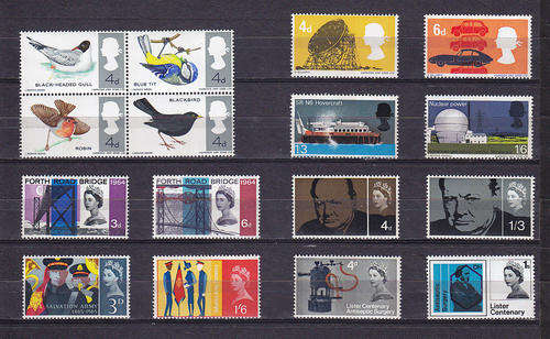 GB QEII : SIX VERY FINE U/M PRE DECIMAL PHOSPHOR ISSUES,,