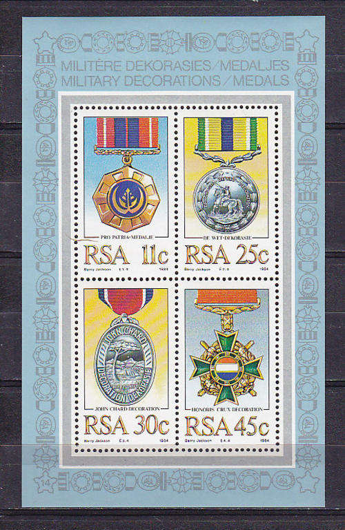 R.S.A. : MILITARY DECORATIONS,,,VERY FINE U/M MINIATURE SHEET