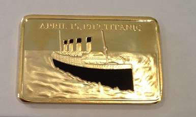 1912 Titanic Anniversary - 1 oz Gold layered .999 Bullion Bar