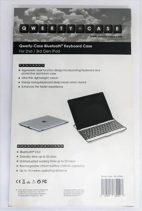 "LATE ENTRY" Apple Ipad 2nd/3rd Gen Bluetooth Full Aluminium QWERTY CASE Keybord