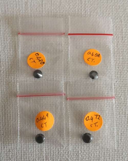 Wow!! Black Round Cut Moissanite 0.420ct, 0.438ct, 0.449ct & 0.472ct bid for All !!