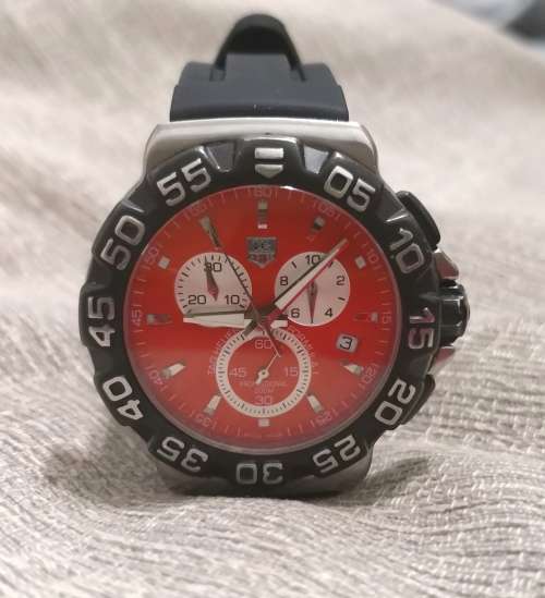 Wow !!! Pre Owned Gents Tag Chronograph Watch Replacement Rubber Strap - Very Stylish !!!