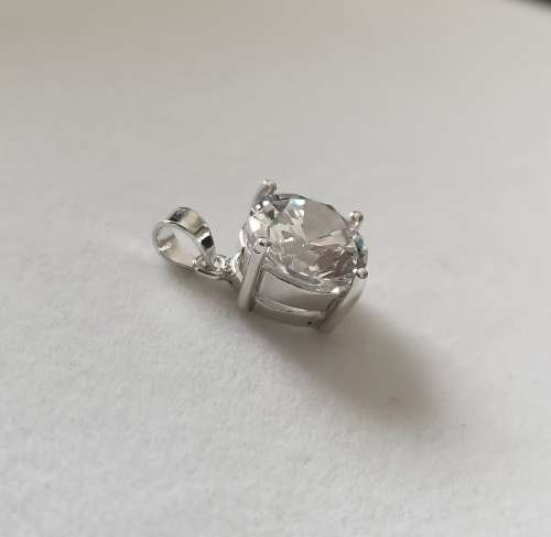 R1 Start - Wow!! Solid 925 Silver Designer Pendant, with Large Simulated Diamond, NOT PLATED!!