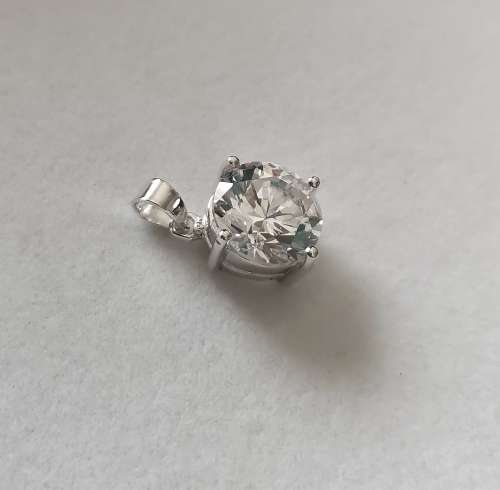 R1 Start - Wow!! Solid 925 Silver Designer Pendant, with Large Simulated Diamond, NOT PLATED!!