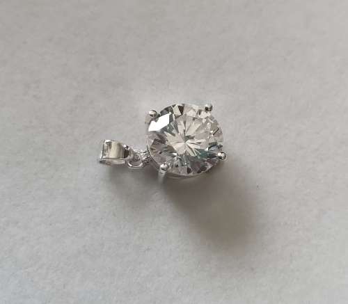 R1 Start - Wow!! Solid 925 Silver Designer Pendant, with Large Simulated Diamond, NOT PLATED!!