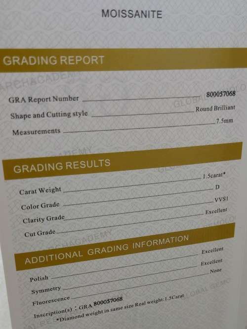 R1 Start ,Wow!!! 1.0ct Certified Moissanite ,D Color, VVS1 Clarity