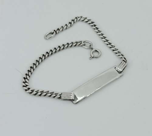 Solid 925 Silver Curb Link Bracelet with Engraveable Name Tag, As per pictures posted.