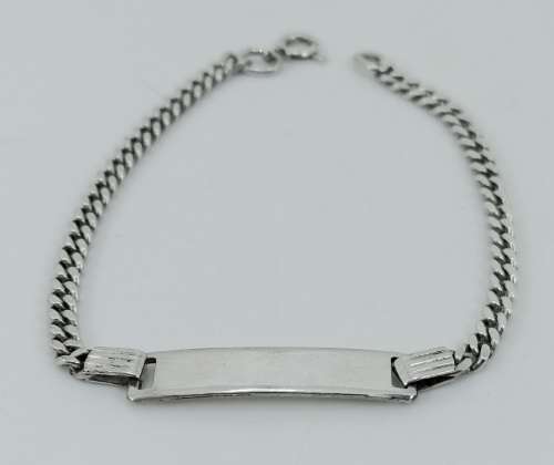 Solid 925 Silver Curb Link Bracelet with Engraveable Name Tag, As per pictures posted.
