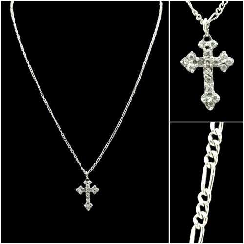 Solid 925 Silver Chain and Designer Religious Cross Style Pendant set, as per pictures.