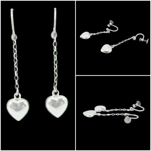Solid 925 Silver Designer Drop & Dangle Heart Style Earing Set, As per pictures posted.