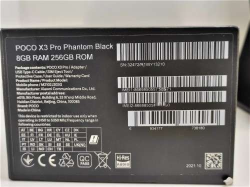 Xiaomi Poco X3 Pro cellphone, Dual Sim, 8gig Ram, 256gig storage, Like New, Phantom black Color.