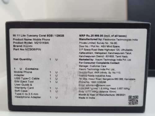 Xiaomi mi 11 Lite 5g, Pearl Multi Color, 8gig ram, 128gig, dual Sim, complete with box