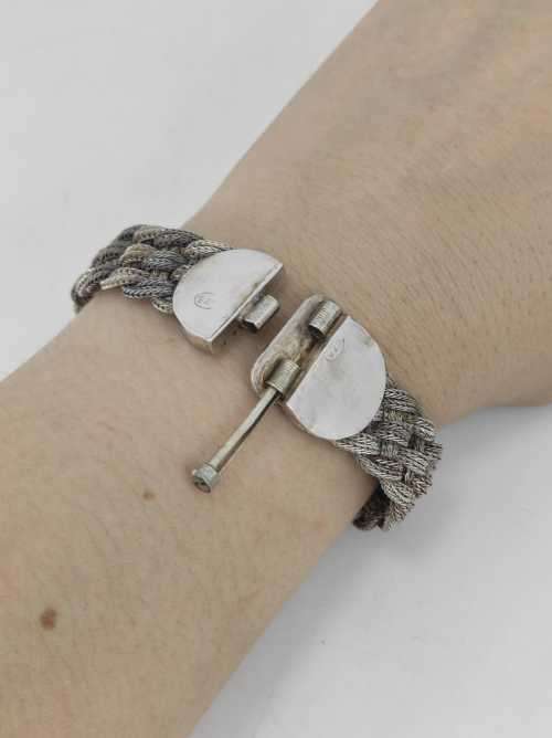 Solid 925 Silver Vintage Designer Woven Style Bracelet one of a kind!!