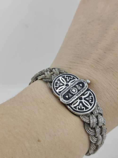 Solid 925 Silver Vintage Designer Woven Style Bracelet one of a kind!!