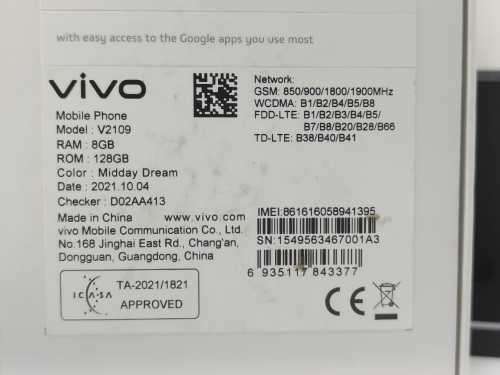 Vivo Y33s Smartphone, 128gig, 8gig ram, Local Stock with box