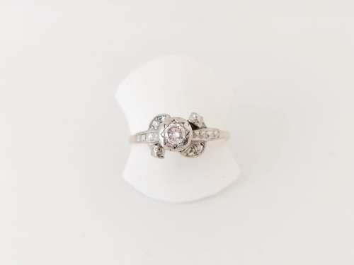 R1 Start!! 18ct Solid Yellow Gold & White Gold Platinum Diamond Vintage Solitaire Style Ring
