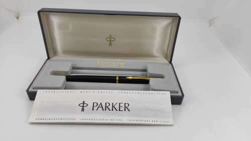 Vintage Parker 95 Matte Black Gold Ballpoint Pen with Original Box and Papers