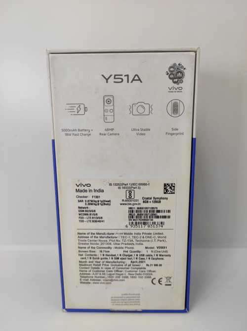 Vivo Y51a Smartphone, 8gig ram, 128gig memory, Dual SIM, Open to all Networks, see description!!!