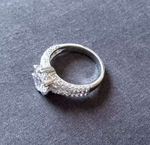 Wow!!! Rhodium White Gold Filled Ladies Designers Dress Ring, size P