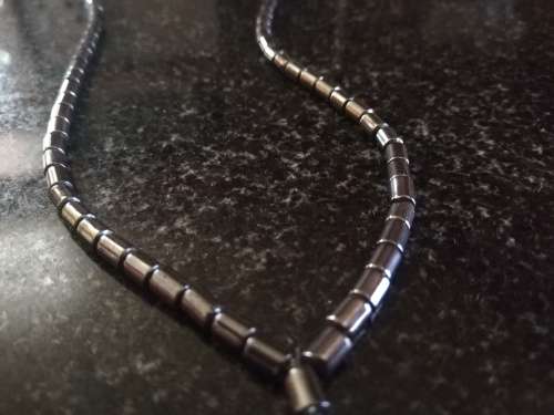 R1 Start - Vintage Hematite Stone beaded necklace and pendant