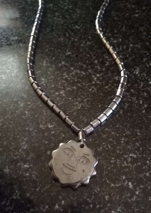 R1 Start - Vintage Hematite Stone beaded necklace and pendant