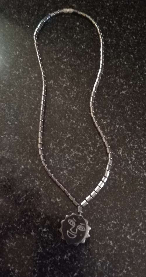 R1 Start - Vintage Hematite Stone beaded necklace and pendant