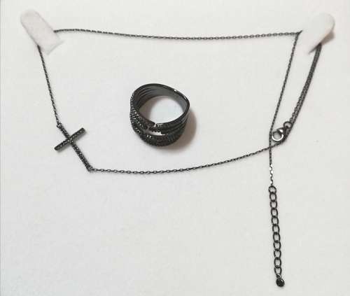 Solid 925 Silver /Black Rhodium Finish Designer Chain with Pendant & Ring,bid for both.
