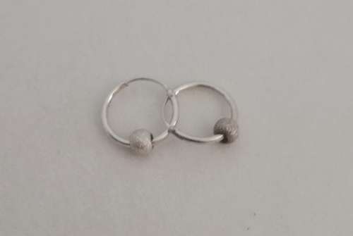 Solid 925 Sterling Silver Designer Sleeper Earing Set with Frosted Bead, NOT PLATED!!!